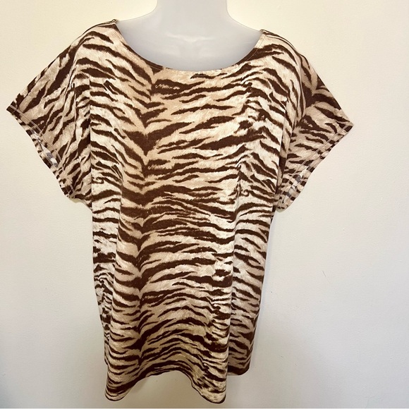 Lauren Ralph Lauren Tops - Lauren Ralph Lauren 3X Waffle Active Top Animal Tan Brown Short Sleeve Women
